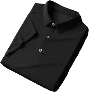 Mens Golf Shirt Quick-Dry Solid Short Sleeve Business Polo Shirts Short Sleeve Button Golf Shirts