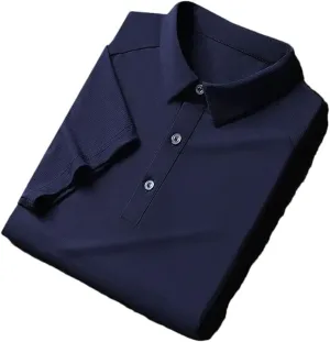 Mens Golf Shirt Quick-Dry Solid Short Sleeve Business Polo Shirts Short Sleeve Button Golf Shirts