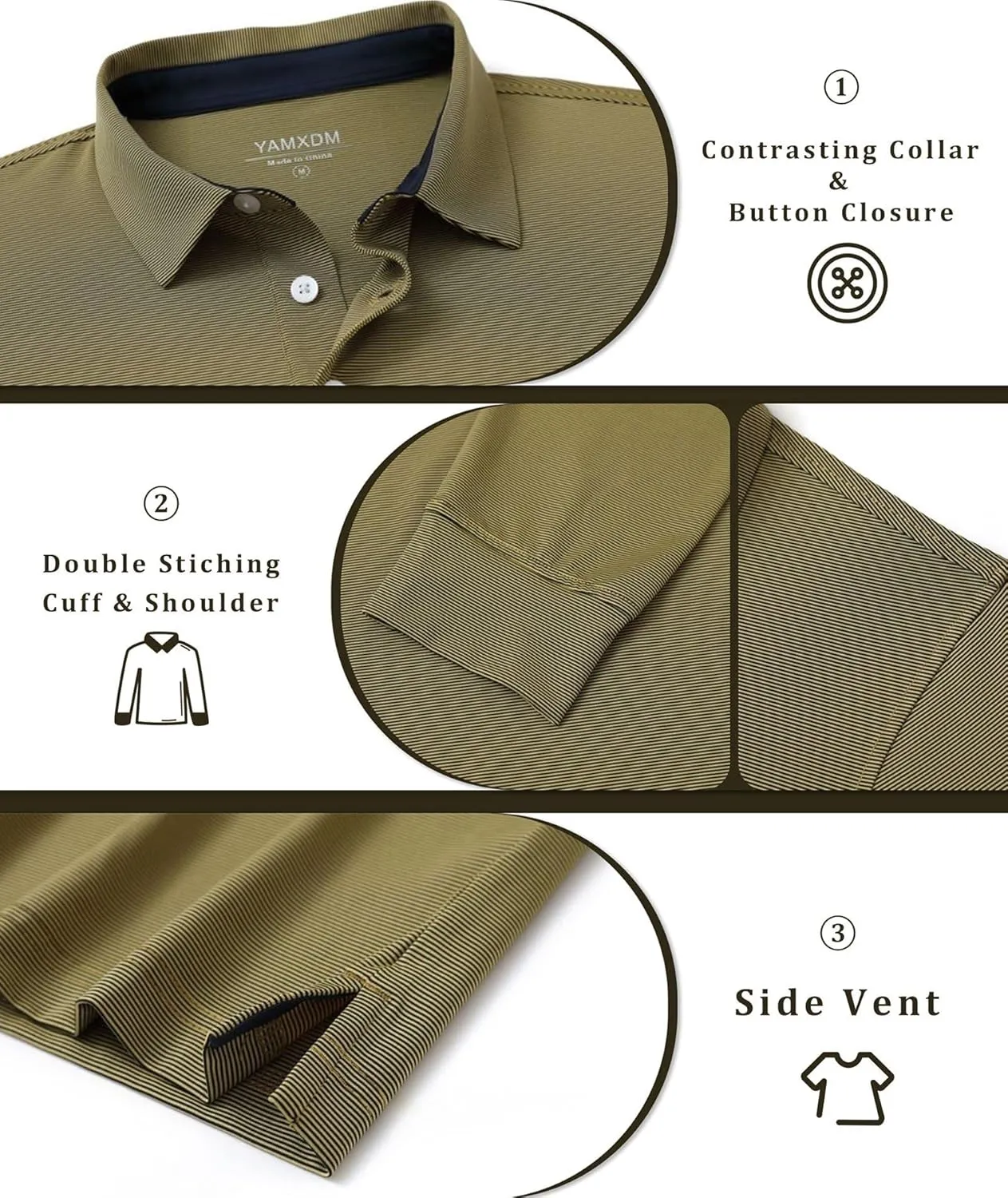 Mens Golf Shirts Long Sleeve Moisture Wicking Collared Work Business Casual Tennis Polo Shirts for Men