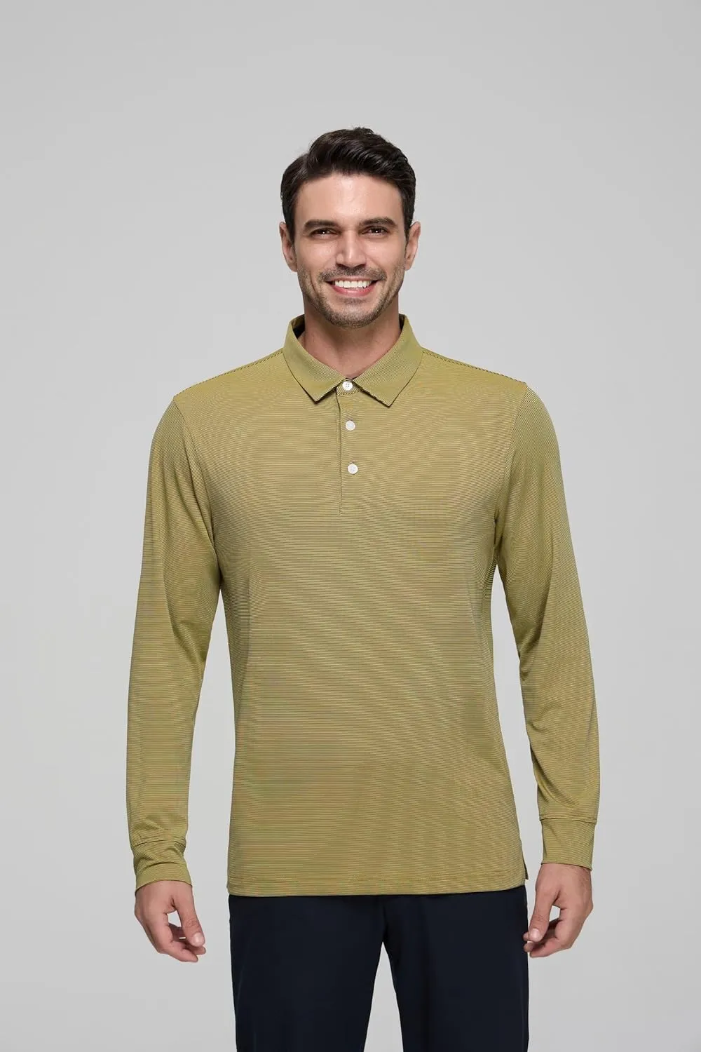 Mens Golf Shirts Long Sleeve Moisture Wicking Collared Work Business Casual Tennis Polo Shirts for Men