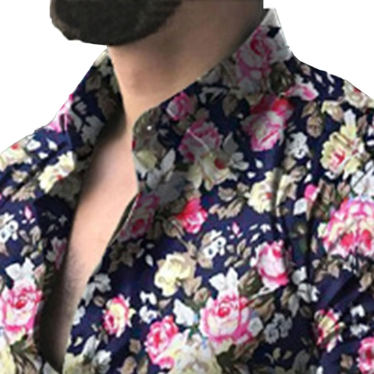 Mens Hawaiian Floral Shirts Slim Fit Long Sleeve Printed Dress Shirt Button Down Tropical Holiday Beach Shirts