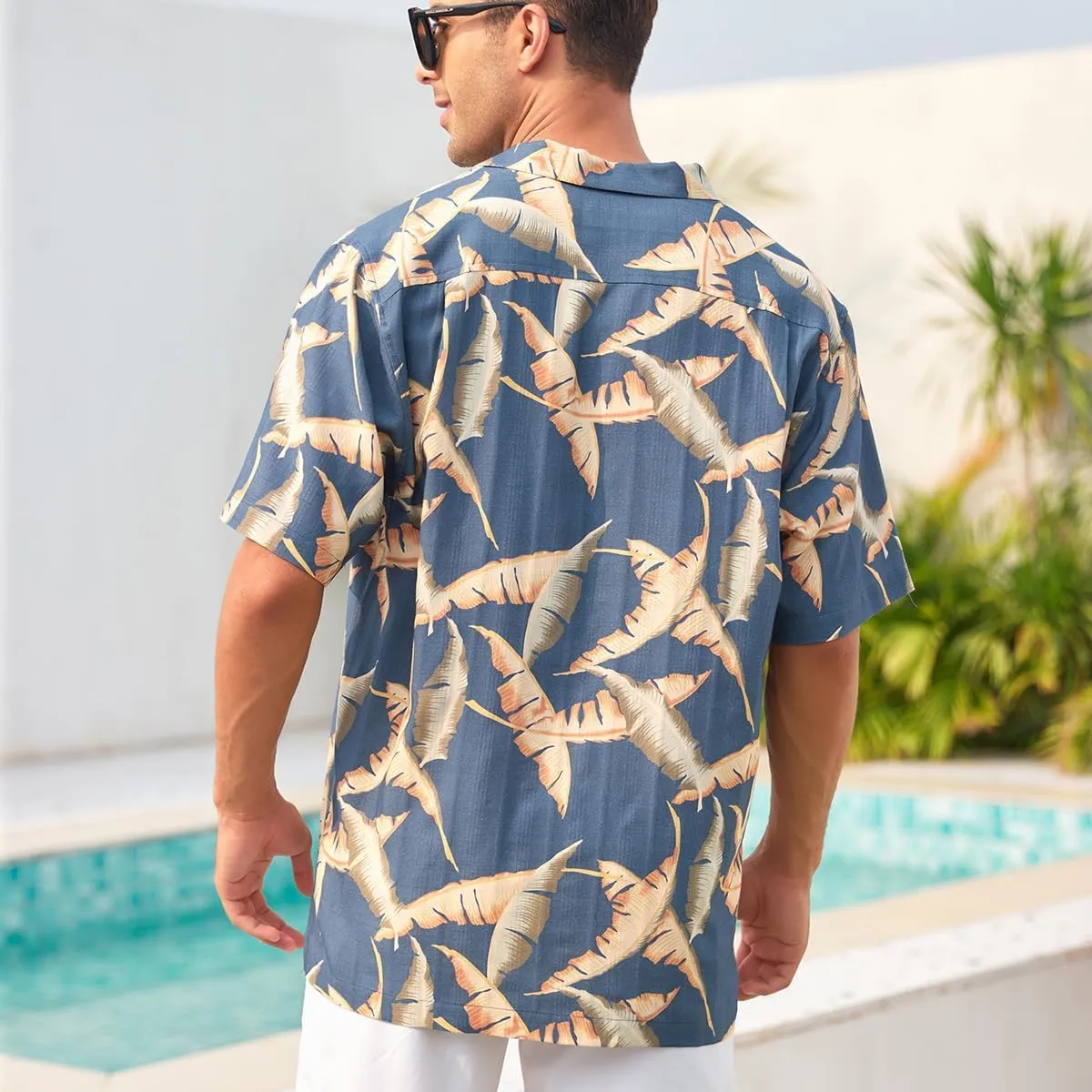 Mens Hawaiian Shirts Silk Short Sleeve Printed Beach Shirt Relaxed Fit Summer Tropical Shirts