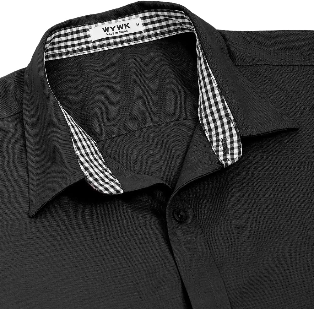 Men's Linen Shirt Short Sleeve Casual Button Down Shirt for Men Summer Holiday Beach Shirt