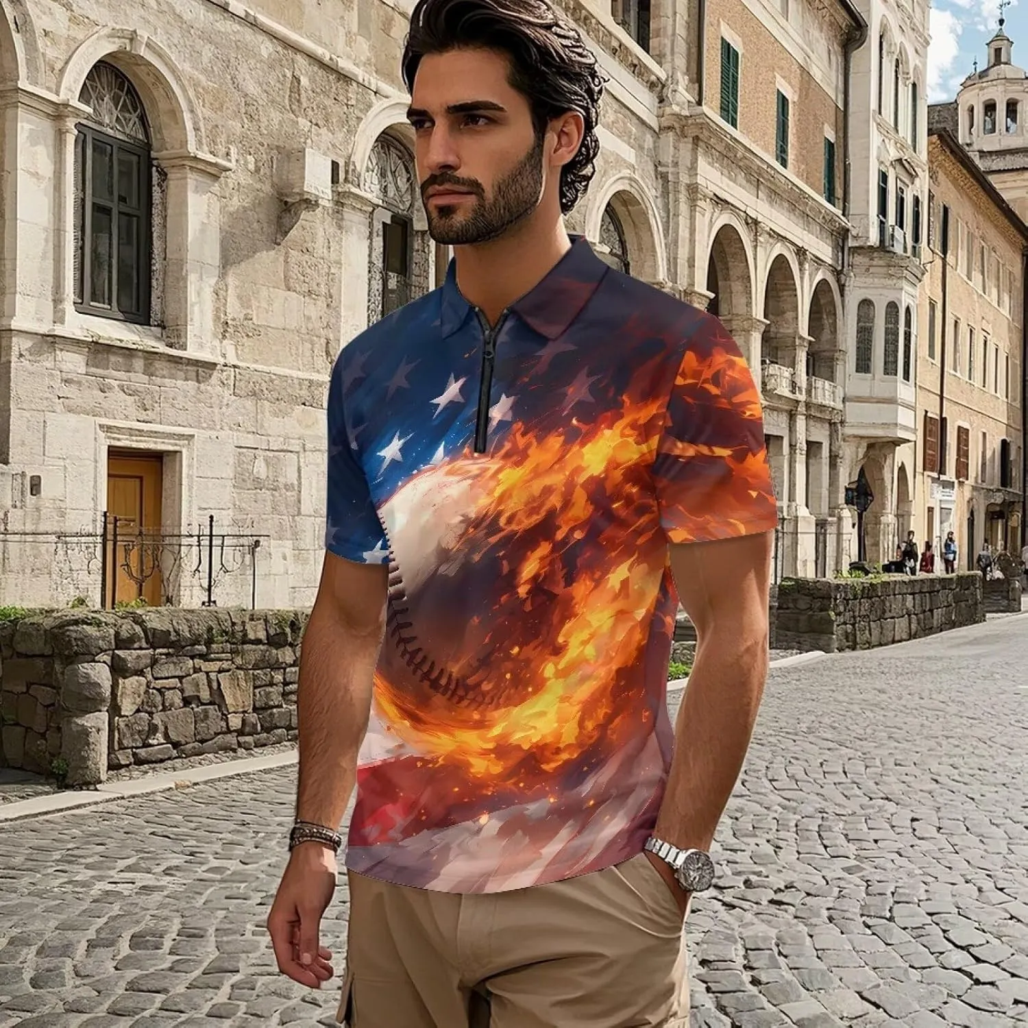 Men's Shirts Short Sleeve Zipper Shirt Slim Fit Tennis Golf Shirts Summer Casual Workout Athletic Tops
