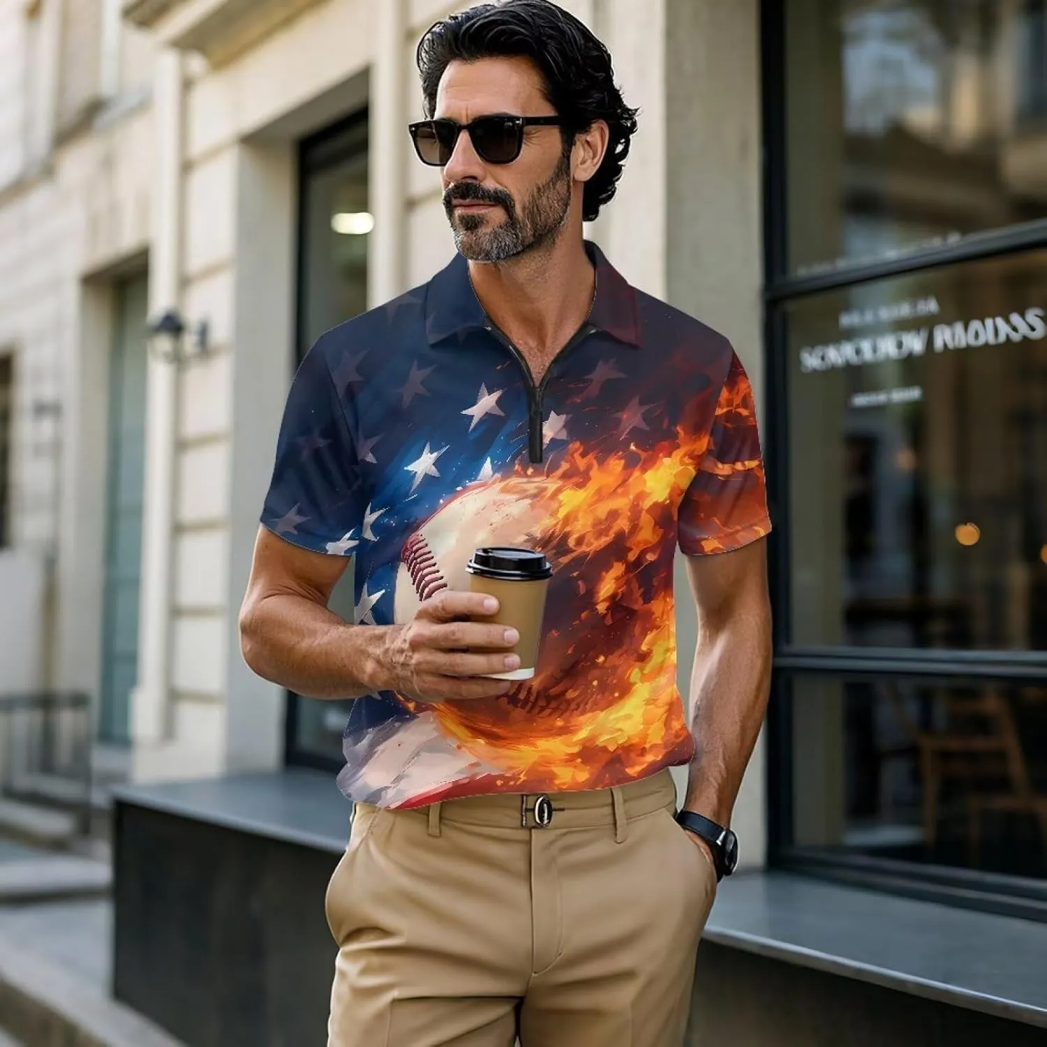 Men's Shirts Short Sleeve Zipper Shirt Slim Fit Tennis Golf Shirts Summer Casual Workout Athletic Tops