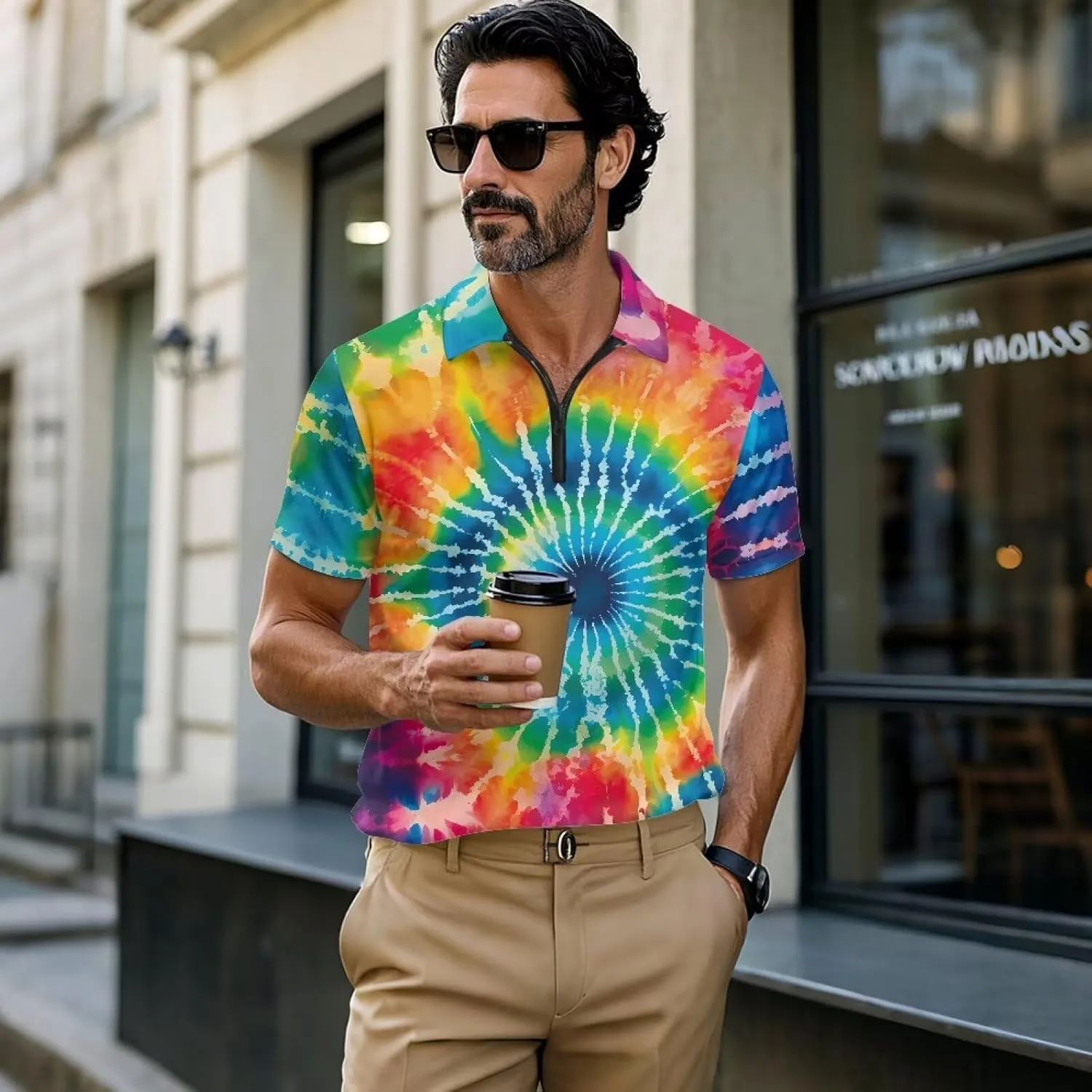 Men's Shirts Short Sleeve Zipper Shirt Slim Fit Tennis Golf Shirts Summer Casual Workout Athletic Tops