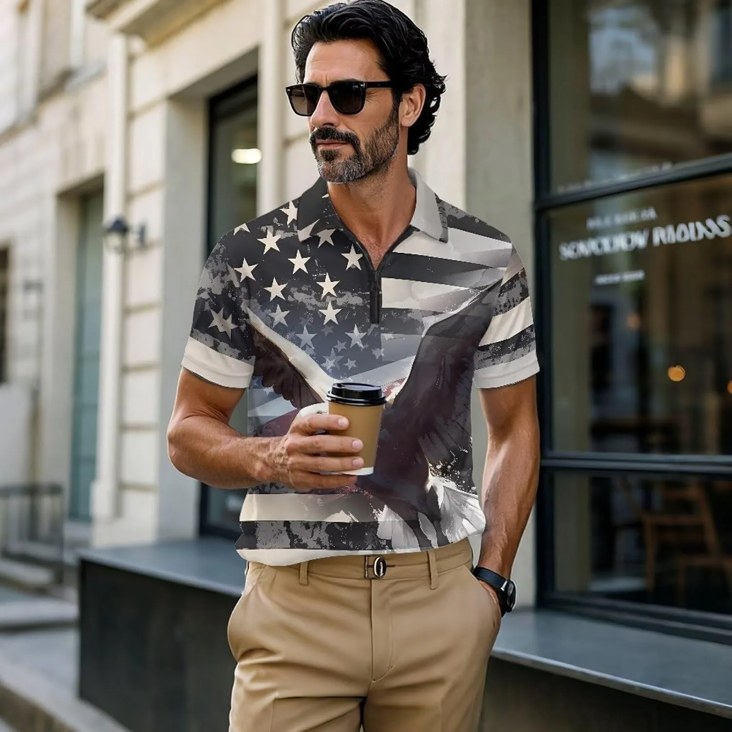 Men's Shirts Short Sleeve Zipper Shirt Slim Fit Tennis Golf Shirts Summer Casual Workout Athletic Tops