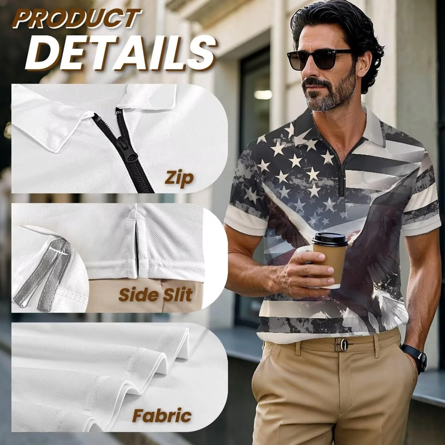 Men's Shirts Short Sleeve Zipper Shirt Slim Fit Tennis Golf Shirts Summer Casual Workout Athletic Tops
