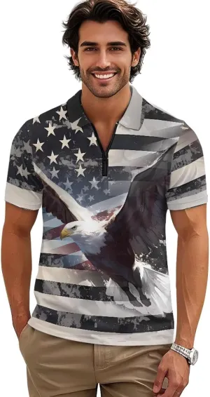 Men's Shirts Short Sleeve Zipper Shirt Slim Fit Tennis Golf Shirts Summer Casual Workout Athletic Tops