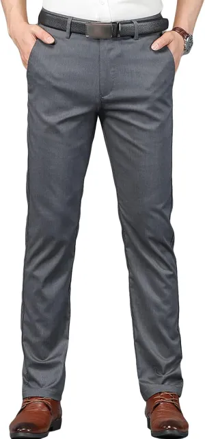 Men's Slim Fit Dress Pant Straight-Fit Casual Stretch Khaki Pant Wrinkle-Resistant Flat-Front Chino Pant (36,Dark Grey)