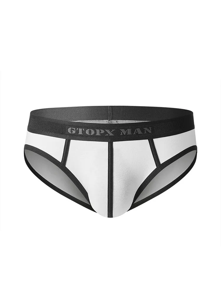 Mens Spliced Lines U Convex Pouch Cotton Briefs