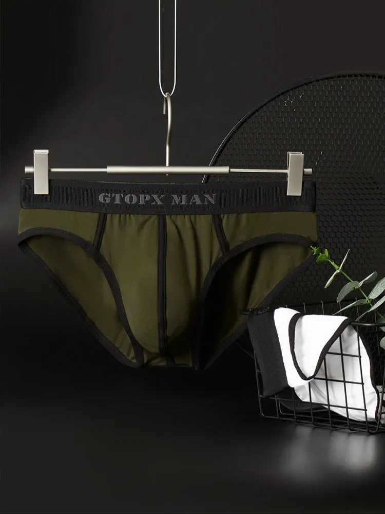 Mens Spliced Lines U Convex Pouch Cotton Briefs