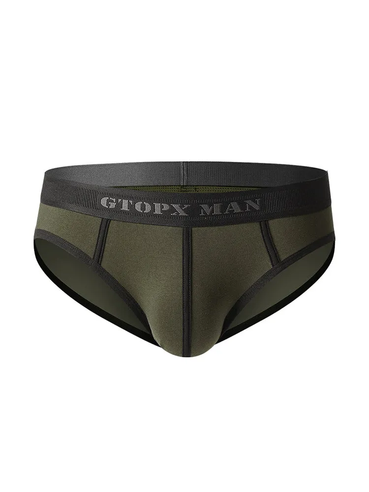 Mens Spliced Lines U Convex Pouch Cotton Briefs