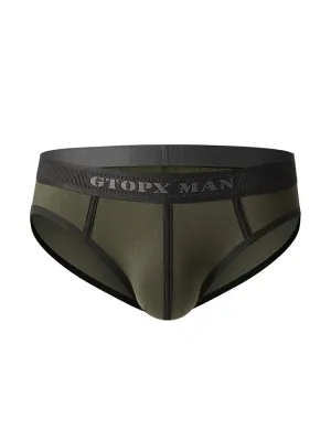 Mens Spliced Lines U Convex Pouch Cotton Briefs