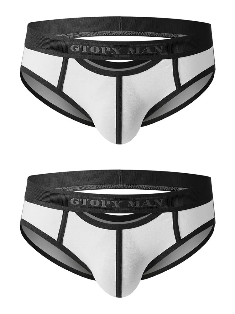 Mens Spliced Lines U Convex Pouch Cotton Briefs