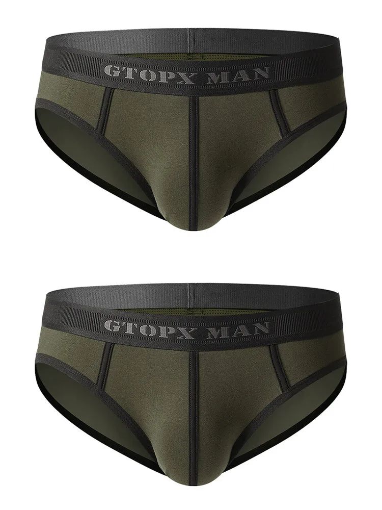 Mens Spliced Lines U Convex Pouch Cotton Briefs