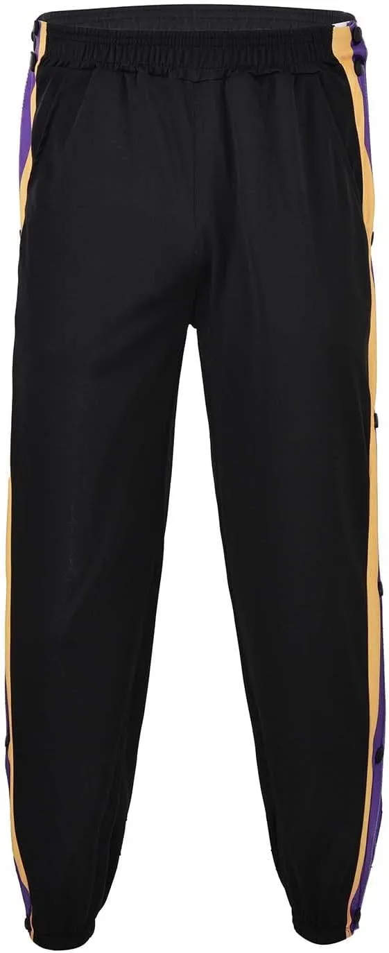 Mens Streetwear Cargo Jogger Pants Loose Fit Button Side Basketball Training Joggers with Elastic Cuffs Sweatpants