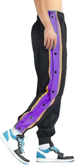 Mens Streetwear Cargo Jogger Pants Loose Fit Button Side Basketball Training Joggers with Elastic Cuffs Sweatpants