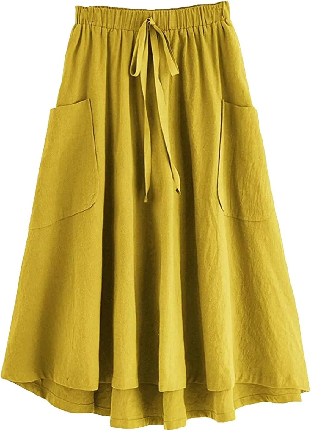 Midi Skirt for Women Women's Casual High Waist Pleated A Line Midi Skirt with Pocket Women Skirts Midi Length