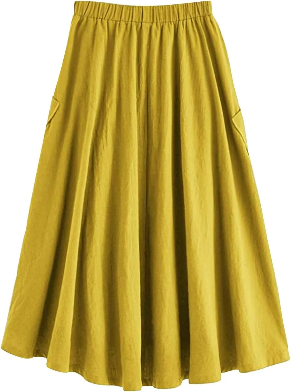 Midi Skirt for Women Women's Casual High Waist Pleated A Line Midi Skirt with Pocket Women Skirts Midi Length