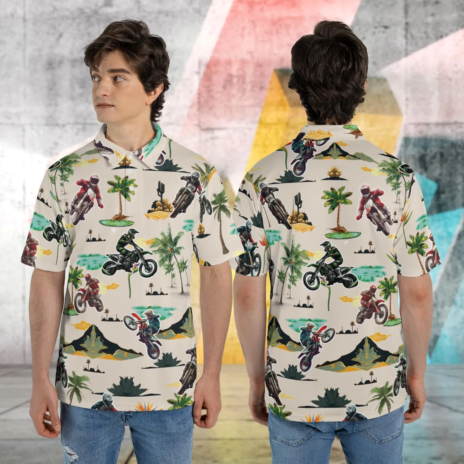 Motocross Men's Polo Shirts - Dirt Bike Short Sleeve Regular Fit Polo Shirts for Men Series 31