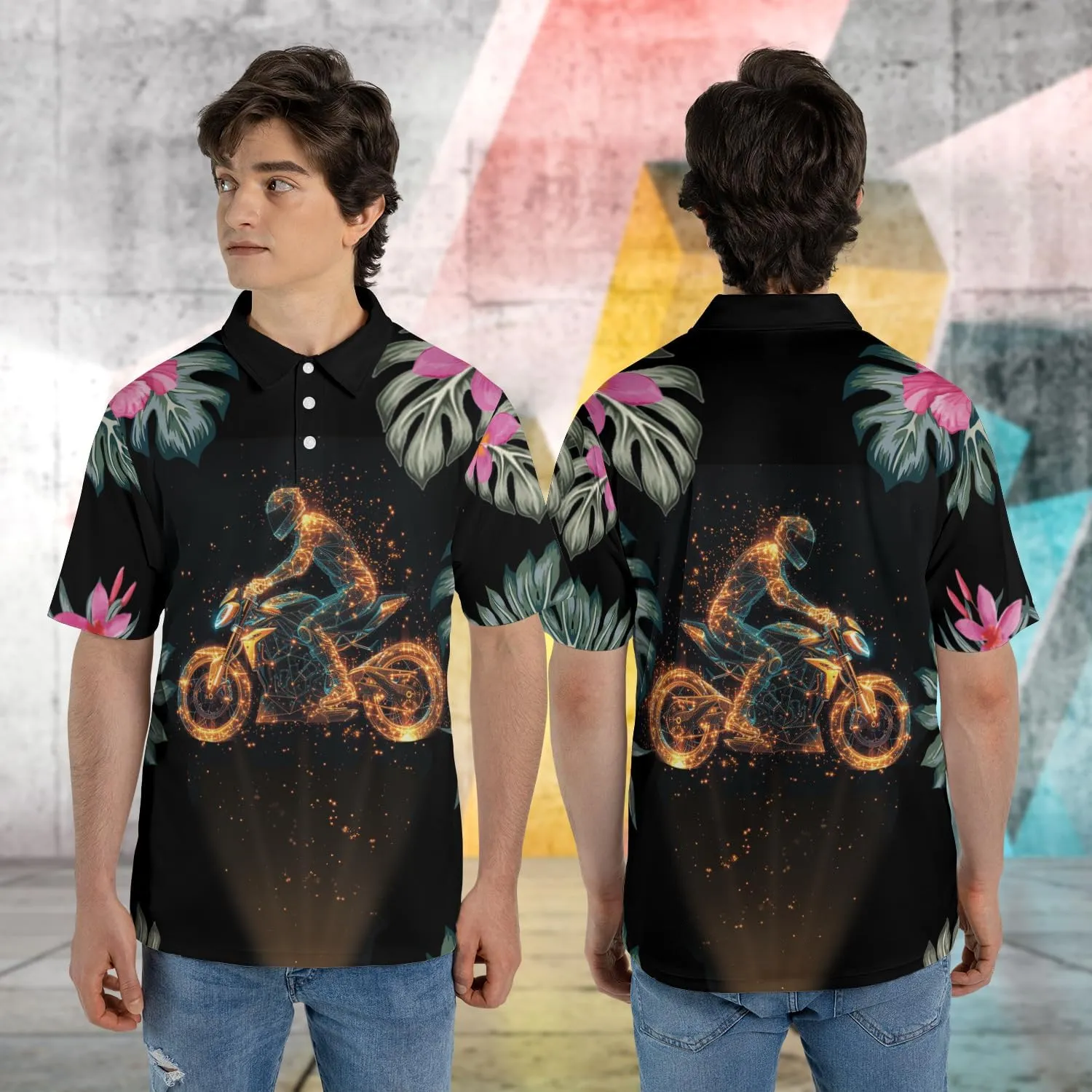 Motocross Men's Polo Shirts - Dirt Bike Short Sleeve Regular Fit Polo Shirts for Men Series 31