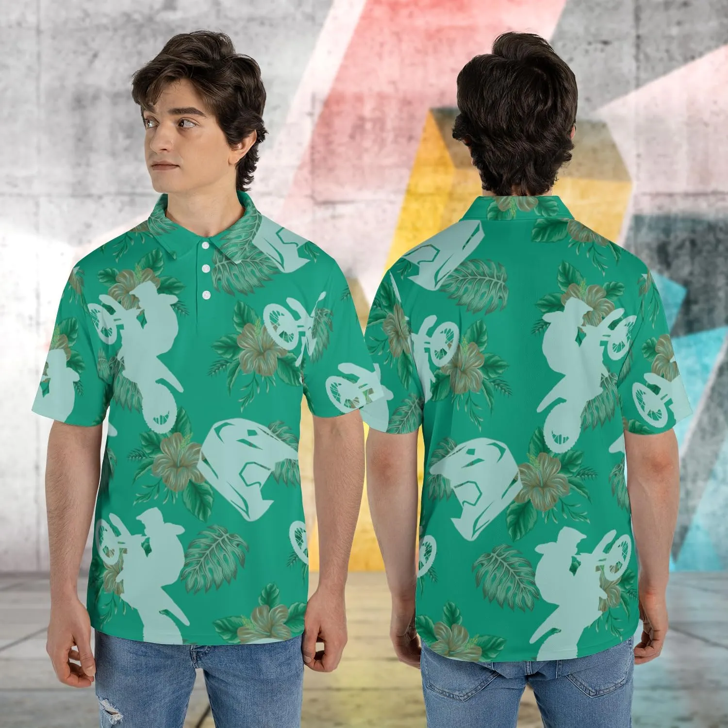 Motocross Men's Polo Shirts - Dirt Bike Short Sleeve Regular Fit Polo Shirts for Men Series 31