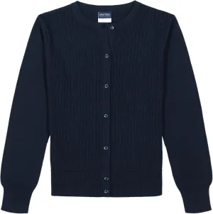 Nautica Girls' School Uniform Basic Cardigan Sweater, Long Sleeve, Button Up with Ribbed Cuffs