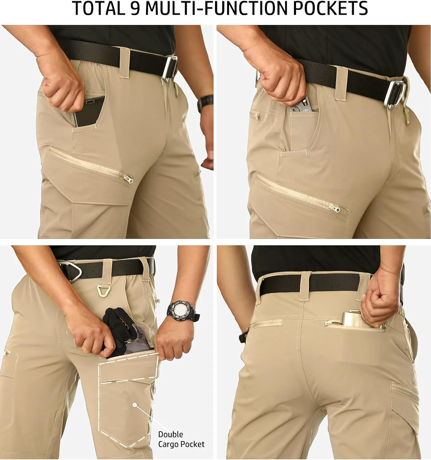 NAVEKULL Men's Lightweight Tactical Hiking Pants Quick Dry Stretch Multi-Pockets Outdoor Work Cargo Pants