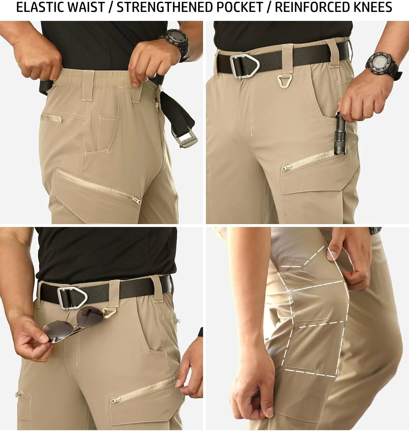 NAVEKULL Men's Lightweight Tactical Hiking Pants Quick Dry Stretch Multi-Pockets Outdoor Work Cargo Pants
