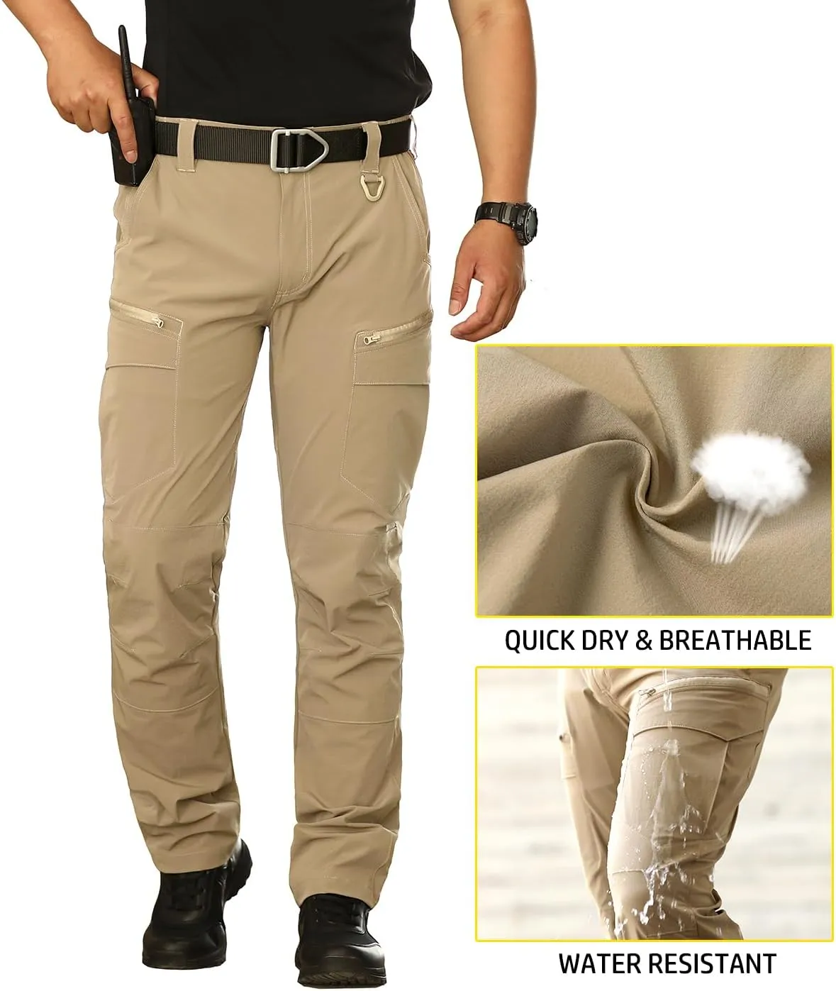 NAVEKULL Men's Lightweight Tactical Hiking Pants Quick Dry Stretch Multi-Pockets Outdoor Work Cargo Pants