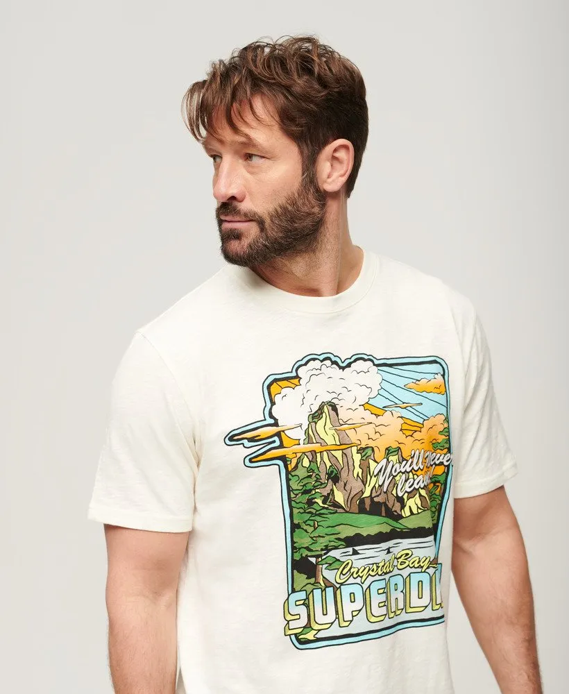 Neon Travel Graphic Loose T-Shirt - Off White Slub