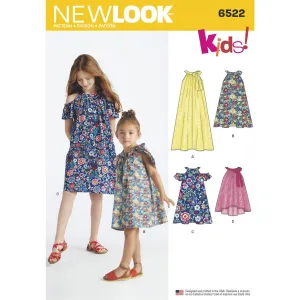 New Look Pattern 6522 Child's and Girls' Dresses and Top