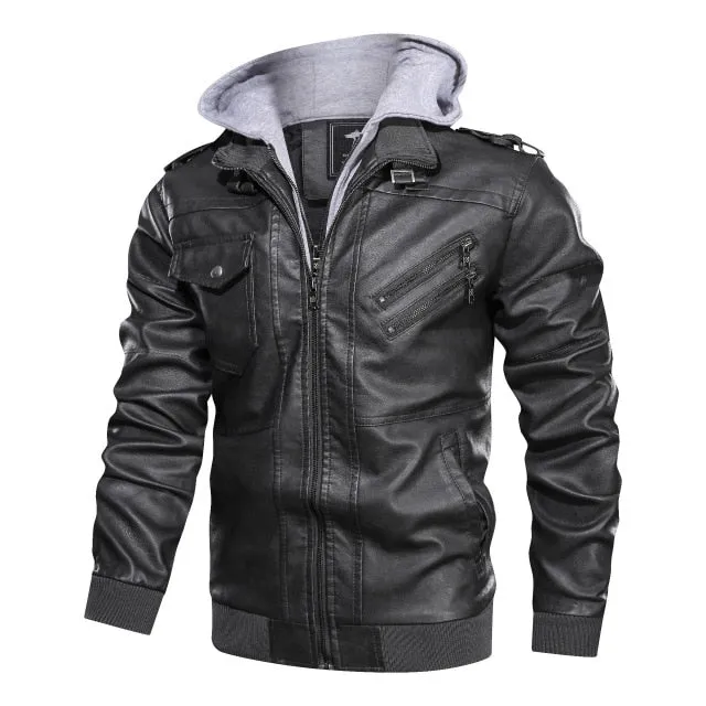 New Popular Men's Slim Zipper High Quality Handmade PU Cotton Coat Spring And Autumn Black Gray Wine Red Brown 4 Colors Jacket