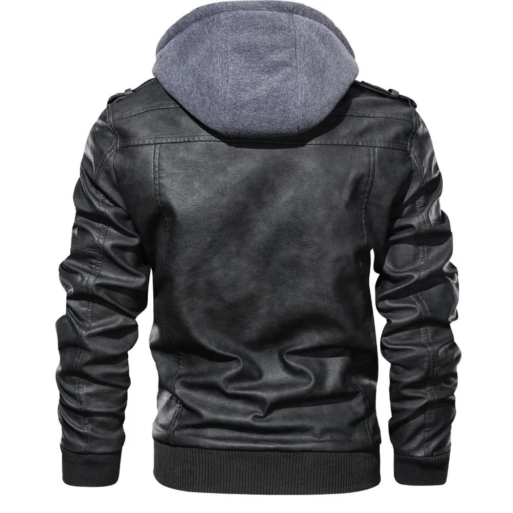 New Popular Men's Slim Zipper High Quality Handmade PU Cotton Coat Spring And Autumn Black Gray Wine Red Brown 4 Colors Jacket
