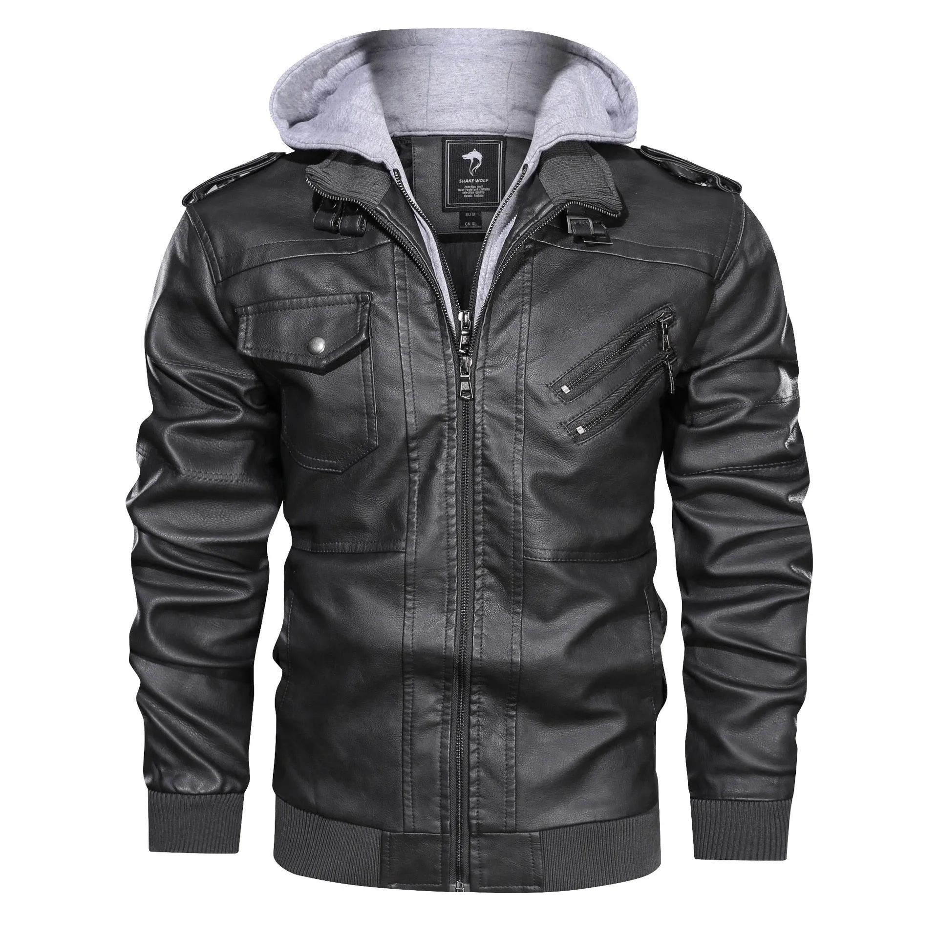 New Popular Men's Slim Zipper High Quality Handmade PU Cotton Coat Spring And Autumn Black Gray Wine Red Brown 4 Colors Jacket