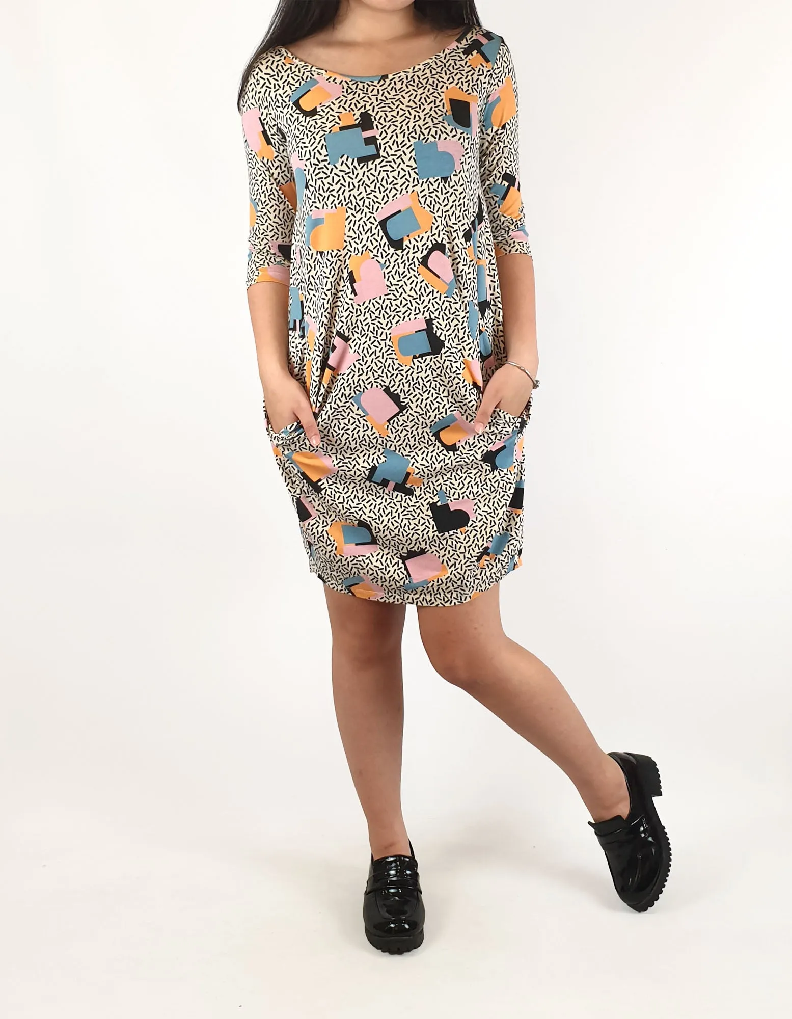 Obus 80s style print dress size 1, best fits size 6