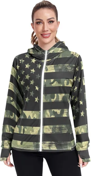 ODAWA Womens Sun Protection Shirts Long Sleeve Sun Shirt Zip Up Hoodie Womens Spf 50 Shirts