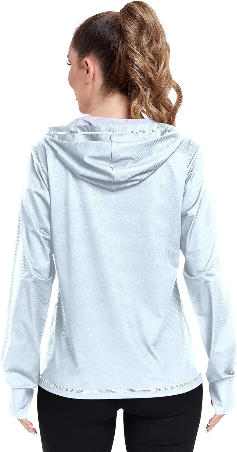 ODAWA Womens Sun Protection Shirts Long Sleeve Sun Shirt Zip Up Hoodie Womens Spf 50 Shirts