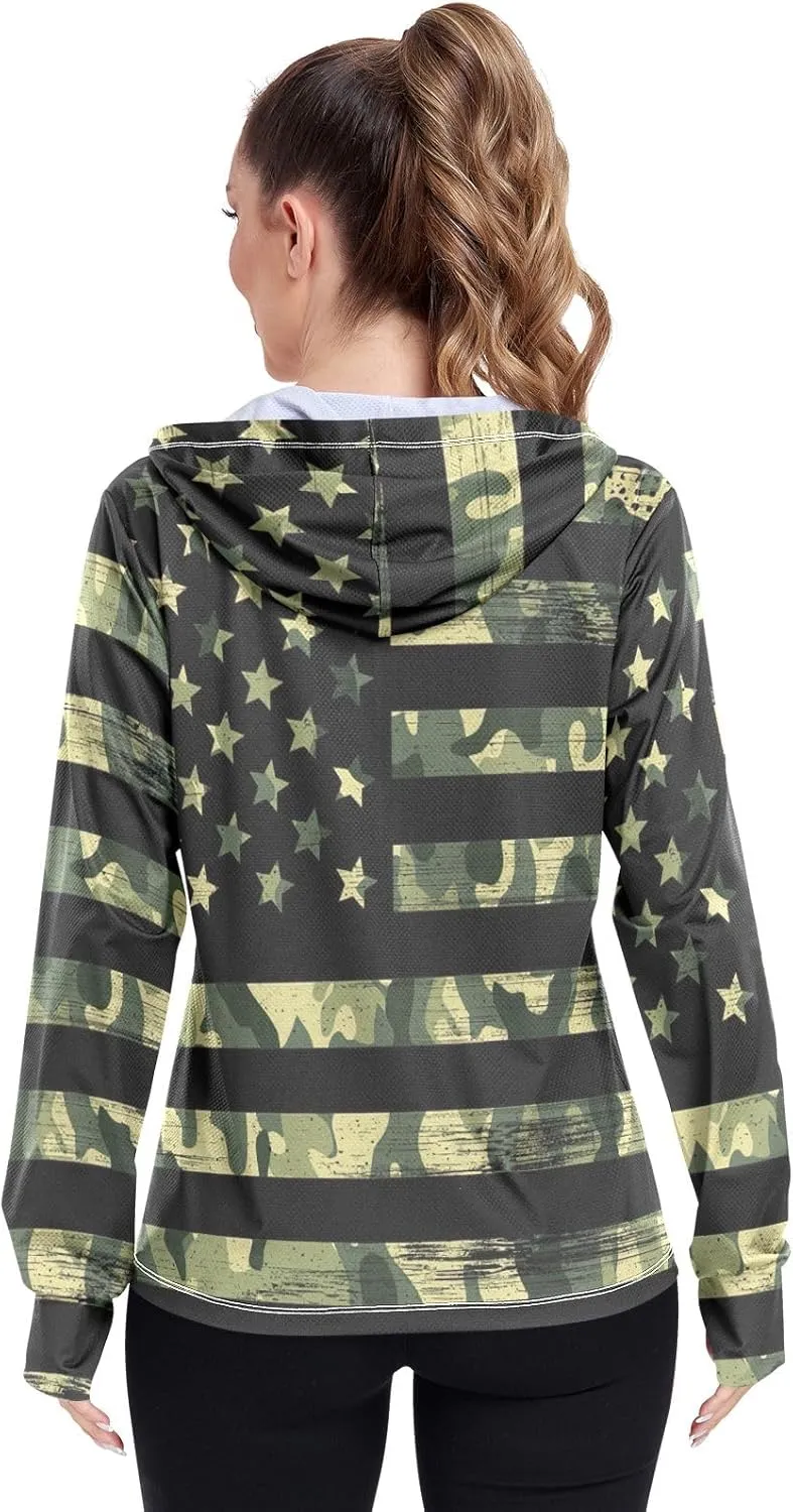 ODAWA Womens Sun Protection Shirts Long Sleeve Sun Shirt Zip Up Hoodie Womens Spf 50 Shirts