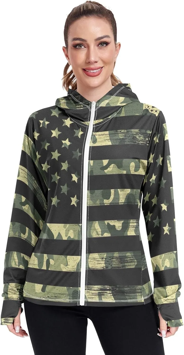 ODAWA Womens Sun Protection Shirts Long Sleeve Sun Shirt Zip Up Hoodie Womens Spf 50 Shirts