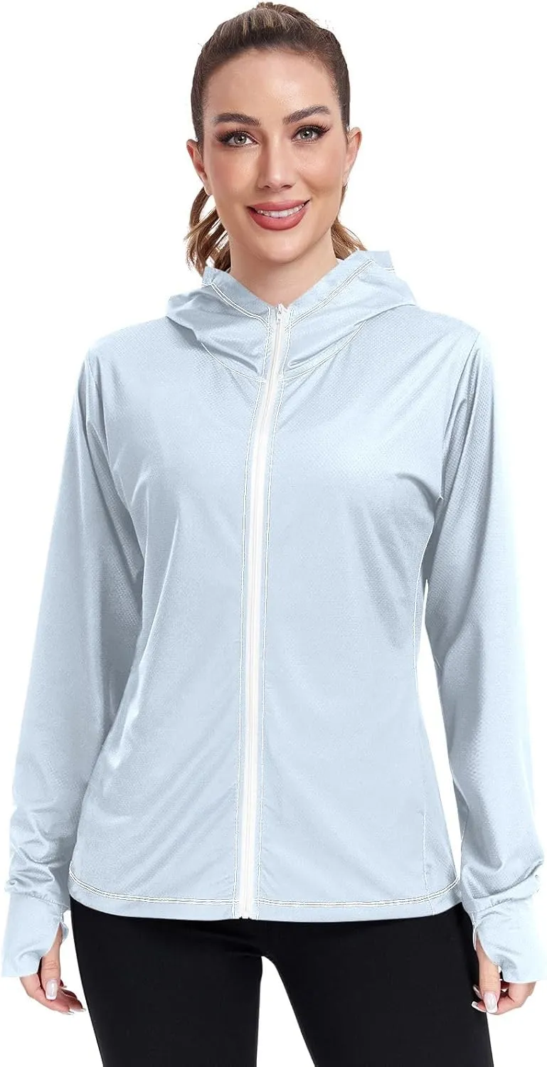 ODAWA Womens Sun Protection Shirts Long Sleeve Sun Shirt Zip Up Hoodie Womens Spf 50 Shirts