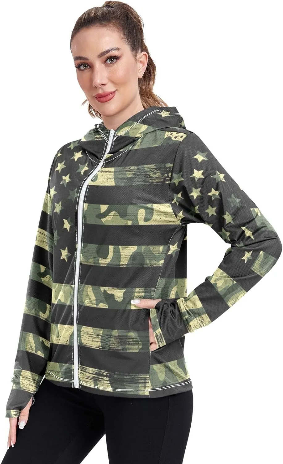 ODAWA Womens Sun Protection Shirts Long Sleeve Sun Shirt Zip Up Hoodie Womens Spf 50 Shirts