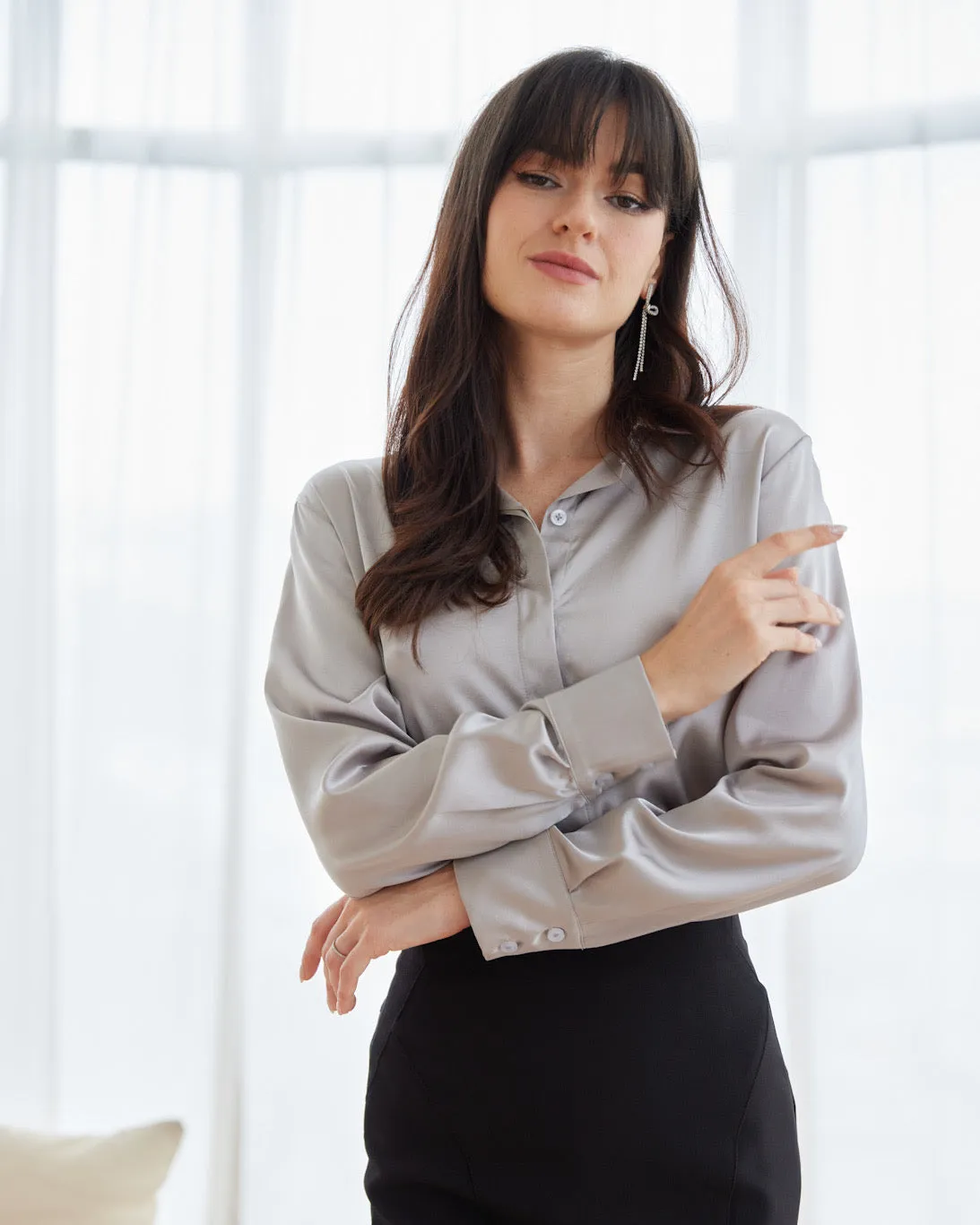 Orchid Long Sleeve Silk Blouse (SLKSITB001)