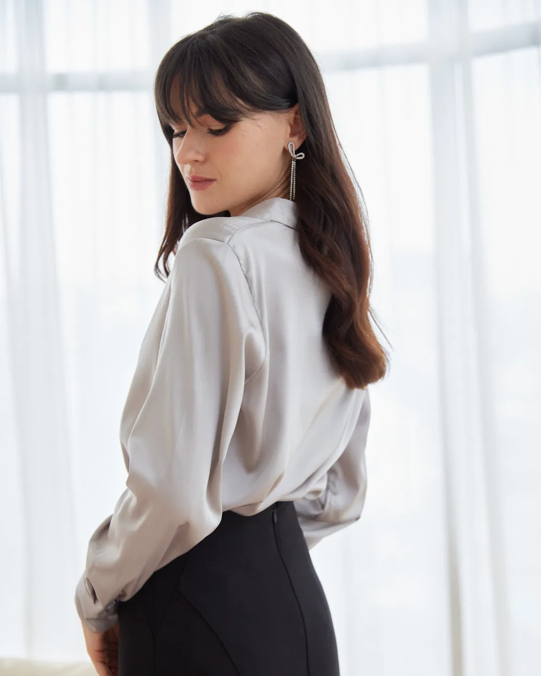 Orchid Long Sleeve Silk Blouse (SLKSITB001)