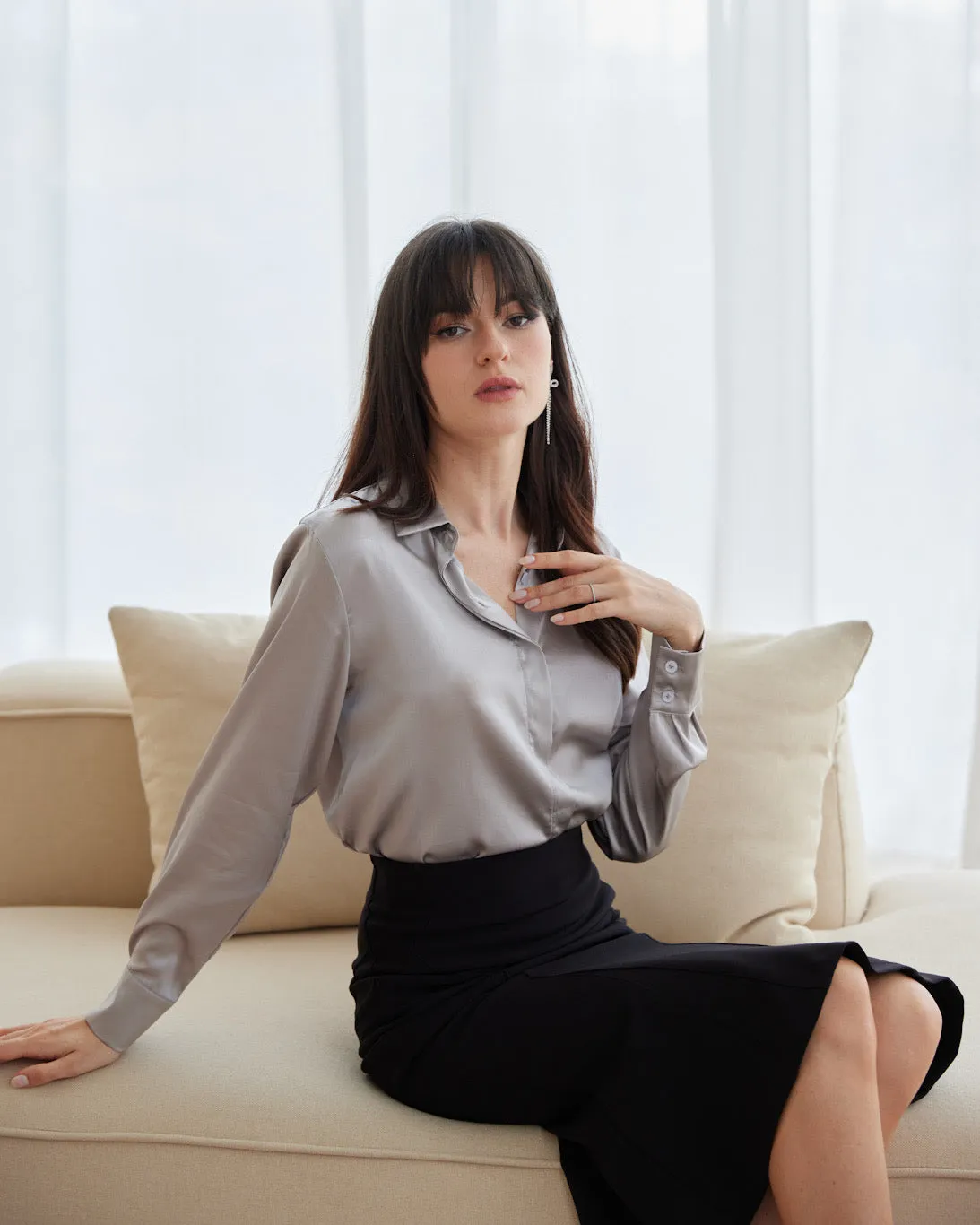 Orchid Long Sleeve Silk Blouse (SLKSITB001)