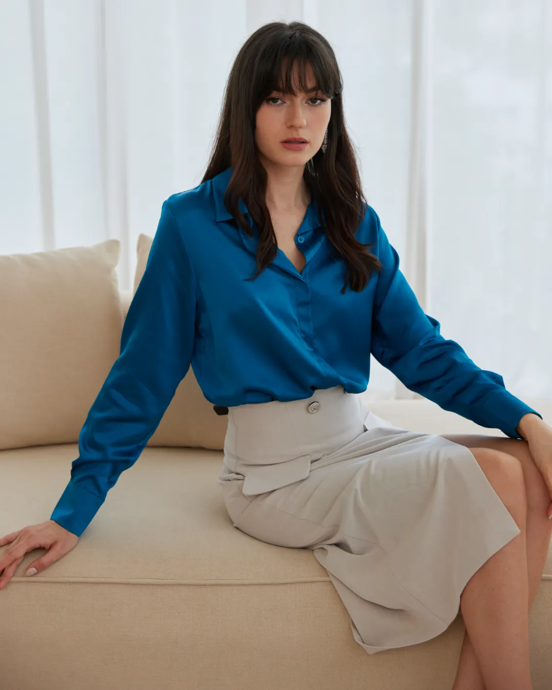 Orchid Long Sleeve Silk Blouse (SLKSITB001)