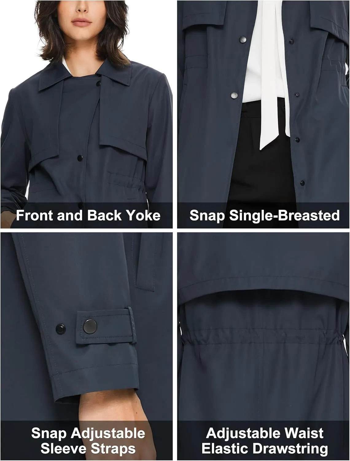Orolay Women's Mid-Length Single-Breasted Windproof Trench Coat with Adjustable Cuffs Slit Back Hem Overcoat
