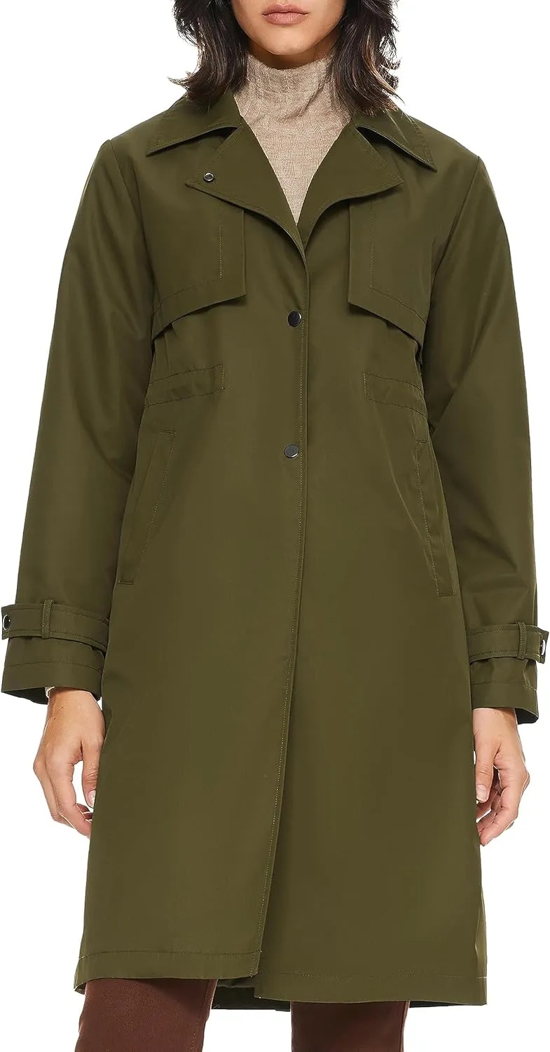 Orolay Women's Mid-Length Single-Breasted Windproof Trench Coat with Adjustable Cuffs Slit Back Hem Overcoat