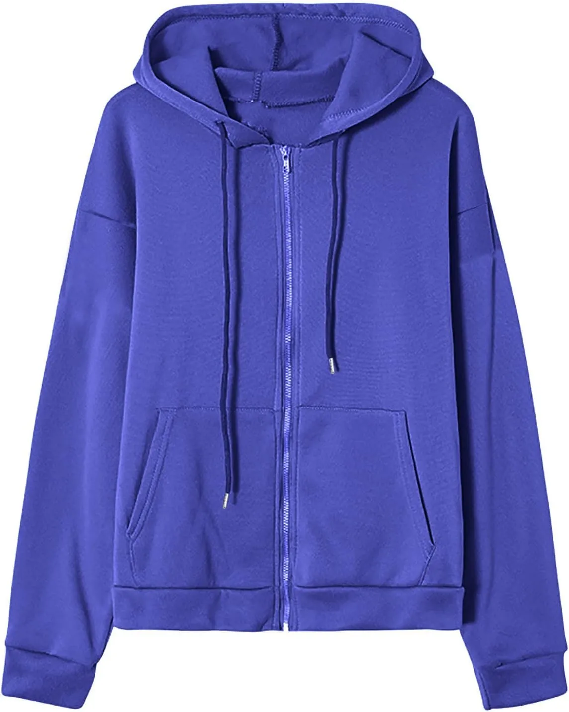 Oversized Zip Up Hoodies for Women Casual Drawstring Teen Girl Y2K Sweatshirts Long Sleeve Fall Jackets With Pockets